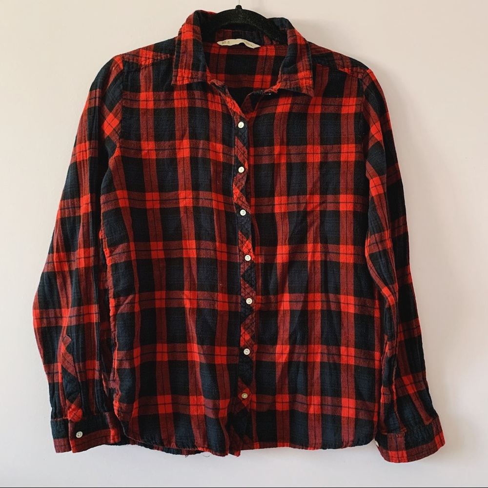 Flannel Print Cotton Button Up